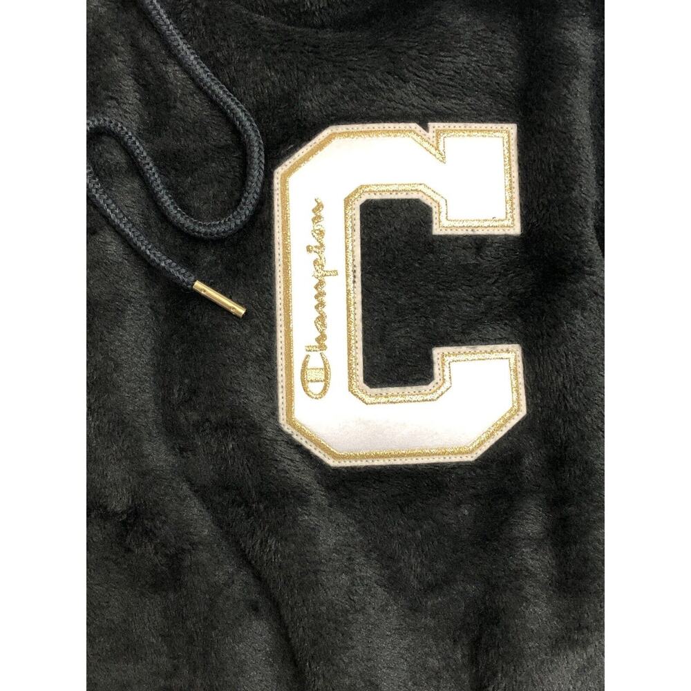 Champion Womens Big C Hoodie Size XL NWT Cropped Hood Faux Fur - Picture 3 of 8